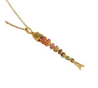 YTtkku Handgefertigte, sich bewegende Fisch Charm Halskette, Konstruktion aus Kupferlegierung, längenverstellbare Halskette, Schmuck für Tag und Nacht, farbenfroher Swing Fisch Schmuck