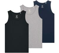 YTWOO 3x Regular Herren Tanktop Navy-Schwarz-Heather Grey M