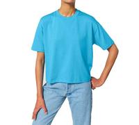 YTWOO Damen Boxy T-Shirt aus Bio-Baumwolle Blau M