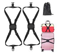 yu+ Gepäckgurte, 2er Pack 2'x74'High Elastic Suitcase Verstellbare Gürteltasche Bungees mit Schnallen, Heavy Duty Reisegepäckgurt Easy Bag Bungee, Tasche mit Schnallen(Schwarz)