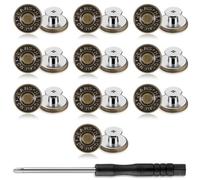 Yuanchu 20 Stück Hosen Ersatz Knöpfe zum Schrauben, Jeans Knöpfe 17 mm Verstellbare Jeansknöpfe Nähfreiknopf Bronze-Farben Schraubbare Ersatzknopf Messing Metallknöpfe Hosenknöpfe Mit Schraubendreher