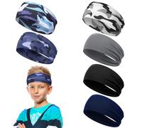 Yuanchu 6 Stück Sport Stirnband für Kinder, Elastisches Haarband Jungen Sport Haarband Stirnbänder Atmungsaktives Rutschfestes Schweißbänder Breite Sportstirnband für Laufen Fußball Radfahren(B)
