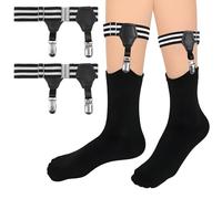 Yuanchu Sockenhalter Herren, 1 Paar Uniform Socken Strumpfbänder Einstellbar 2 Clips Strumpfband Rutschfeste Socken Hosenträger Strumpf Garter Strumpfhalter Clips Verstellbare Sockenriemen Gestreift