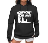 YuanDiann Damen Retro Y2K Hoodie More Money More Love Druck,100% Baumwolle + Fleece Futter Lose Kapuzenpullover Sport Casual Kapuzenpullis Streetwear Sweatshirt mit Kapuze Schwarz L