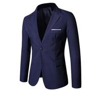 YuanDiann Herren Sakko Mode Blazer Business Casual Slim Fit Anzug Jacke Sportlich Freizeit Einreihig Hochzeit Trauzeuge Anzugjacke Festliche Smokings Marineblau 4XL