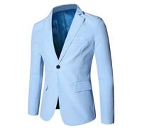 YuanDiann Herren Sakko Mode Blazer Business Casual Slim Fit Anzug Jacke Sportlich Freizeit Einreihig Hochzeit Trauzeuge Anzugjacke Festliche Smokings Hellblau L