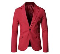 YuanDiann Herren Sakko Mode Blazer Business Casual Slim Fit Anzug Jacke Sportlich Freizeit Einreihig Hochzeit Trauzeuge Anzugjacke Festliche Smokings Weinrot 6XL