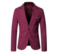 YuanDiann Herren Sakko Mode Blazer Business Casual Slim Fit Anzug Jacke Sportlich Freizeit Einreihig Hochzeit Trauzeuge Anzugjacke Festliche Smokings Lilarot 4XL