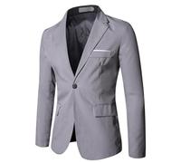 YuanDiann Herren Sakko Mode Blazer Business Casual Slim Fit Anzug Jacke Sportlich Freizeit Einreihig Hochzeit Trauzeuge Anzugjacke Festliche Smokings Hellgrau XL