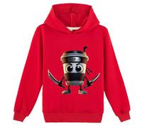 YuanDiann Kinder Cappuccino Assassino Hoodie Italian Brainrot Kinder Herbst Winter Kapuzenpullover Sport Casual Sweatshirt mit Kapuzen Geschenk für Jungen Mädchen Rot 150