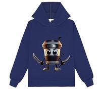 YuanDiann Kinder Cappuccino Assassino Hoodie Italian Brainrot Kinder Herbst Winter Kapuzenpullover Sport Casual Sweatshirt mit Kapuzen Geschenk für Jungen Mädchen Marineblau 130