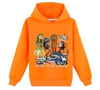YuanDiann Kinder Italian Brainrot Hoodie Tung Tung Tung Sahur Tralarero Tralala Drucken Jungen Mädchen Sweatshirt mit Kapuzen Sport Casual Kapuzenpullover Orange 140