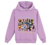 YuanDiann Kinder Italian Brainrot Kapuzenpullover Tung Tung Sahur Tralarero Tralala Hai Drucken Sweatshirt mit Kapuzen Jungen und Mädchen Hoodies Geschenk Lila 120