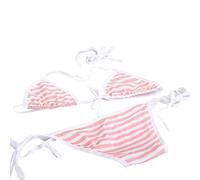 YUANMO Entzückendes gestreiftes Bikini Set mit gebundenem Vorderteil im japanischen Stil süße Dessous Cosplay Bademode