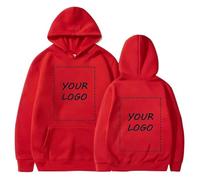 YUANOU Personalisierte Hoodie Sweatshirt für Paare-Fügen Sie Ihre Eigenen Foto/Text/Logo Design DIY Pullover Red,M