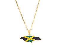 YUANYIRAN Afrika Jamaika Karte Anhänger Halskette - Öltropfen Karte Geometrie Ethnischer Stil Unisex Paar Schlüsselbeinkette Patriotische Flagge Hip Hop Charm Schmuck Für Modegeschenk,Gold,50Cm/19