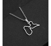 YUANYIRAN Guadeloupe, Frankreich Karte Anhänger Halskette - Unisex Paar Aushöhlen Geometrische Ethnische Schlüsselbeinkette Patriotische Flagge Hip Hop Charm Schmuck Für Modegeschenk,Silber,50Cm/1