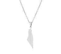 YUANYIRAN Israel Und Palästina Karte Anhänger Halskette - Ethnische Buchstaben Geometrische Männer Und Frauen Paar Anhänger Patriotische Flagge Hip Hop Charm Schmuck Für Gedenkgeschenk,Silber,50