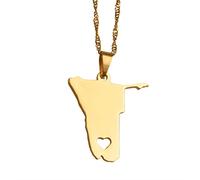 YUANYIRAN Karte Von Namibia Anhänger Halsketten - Charme Afrika Ethnische Karten Flagge Dünne Kette Halsketten, Patriotische Gold Farbe Karte Hip Hop Schmuck Für Frauen Männer Party Geschenk, 45Cm