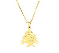 YUANYIRAN Wappen Des Libanon Karte Anhänger Halskette - Ethno-Stil Tuliban Glänzend Hohl Unisex Paar Karte Schlüsselbeinkette Patriotische Flagge Hip Hop Charm Schmuck,Gold,50Cm/19.6 In