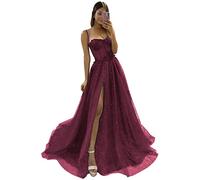 YUAOHUANG Glitzerndes Tüll-Abschlussballkleid, lang, 2025, 3D-Spitze, Blumenapplikationen, Ballkleid, formelles Kleid für Abendkleid, Hochzeit, Schlitz, Desert Rose, Einheitsgröße