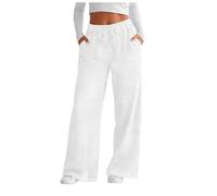 Yubenhong Damen Denim Hose Mit Weitem Bein Spitze Skinny U.nd HüFte Heben Pull O.n Hose Weiche Bequeme Slight Bootcut Hosen Hohe Taille Gerades Bein Hosen (White, XXL)