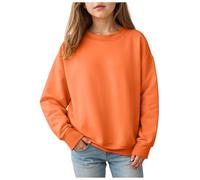 Yubenhong Gelbes Langarmshirt Mädchen Langarm Sweatshirt Einfarbig Rundhals Pulli Basic Pullover Winter Senfgelb Baby (Orange, 13-14 Years)
