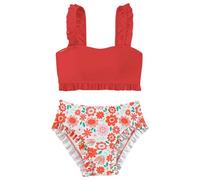 Yubenhong M.ode Mädchen Zweiteiliger Badeanzug Blumenmuster Schönes Bikini Set Bequeme Schwimmanzug Leichte Som.mer Bademo.de Für Strand u.nd Pool Badeanzug Kurzarm (Red, 13-14 Years)