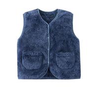 Yubenhong Teddy Fleece Weste Baby Weste Mäntel Winter Fleece Jacken Armellos Fellweste Winter Jungen Mädchen Flauschig Mäntel Atmungsaktive Vest Jacke Fleeceweste (Plüsch V-Neck Blue, 3-4 Years)