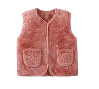 Yubenhong Teddy Fleece Weste Baby Weste Mäntel Winter Fleece Jacken Armellos Fellweste Winter Jungen Mädchen Flauschig Mäntel Atmungsaktive Vest Jacke Fleeceweste (Plüsch V-Neck Red, 5-6 Years)