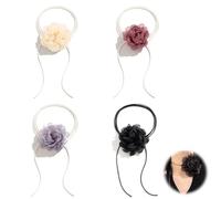 YUDAWN Blumen Halskette Choker, Vintage Kragen Choker Kette Damen Anhänger Halsband Blumen Verstellbare Stoff Blumen Kamelien Halskette Schlüsselbein Kette Schmuck Accessoires