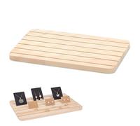 YUDAWN Holz Ohrring Display Ständer, 6-Slot Ohrringhalter Schmuckständer Ringhalter Schmuck Organizer Ringe Tray Fotos Visitenkartenhalter für Home Office Retail Store, 27.5x17 cm