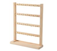 YUDAWN Ohrringständer, 4 Tier Schmuckständer Ohrringhalter Holz Schmuck Display Halter Ständer Ohrring Organizer Schmuckaufsteller mit Haken Holzsockel für Ohrringkarten Armbänder