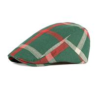 YUECIBAI Barett Baskenmützen Für Herren Unisex Dünne Atmungsaktive Beret Hut Männer Frauen Plaid Vorwärts Mütze Mütze Kappe Flache Hüte Visier Adjustable55-59Cm Grün