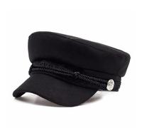 YUECIBAI Barett Baskenmützen Für Herren Unisex Spitze Stil Mit Schnalle Militär Hüte Flat Top Baseball Kappen Für Frauen Outdoor Sport Kadett Sonnencreme Hut Schwarz