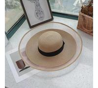 YUECIBAI Bucket Hat Hut Damen Herren Weißer Sonnenhut Oversized Strandhut Damen Strohhut Sonnenschirm Meer Urlaub Spitze Krempe Khaki
