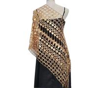 YUECIBAI Damen Glitzer Abendkleid Schal Gold Schwarz Bolero Cape