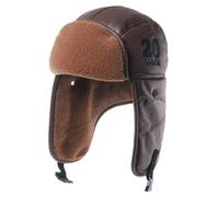 YUECIBAI Fliegermützen Herren Winter Bomber Hut Mit Schutzbrille Outdoor Motorrad Wind Dicht Warm Pilot Ohrlappen Hut Leder Thermisch Braun