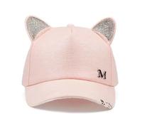 YUECIBAI Herren Kappe Hut Damen Mütze Katzen Ohren Katze Baseball Mütze Mit Ringen Spitze Niedlicher Mädchen Hut 54-62Cm Rosa