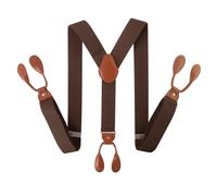 YUECIBAI Hosenträger Suspender Breite Hosenträger Für Männer Braun Pu- Leder Knopf Y-Rückseite Modische Hosenträger Hosenträger Papa-Geschenk 15