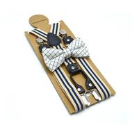 YUECIBAI Hosenträger Suspender Rote Hosenträger Für Herren Damen Fliege Kleid Hosenträger Gürtel Gestreift Y-Rücken Hosenträger Für Erwachsene Beige