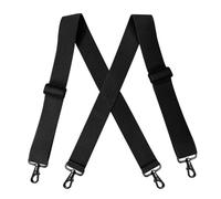 YUECIBAI Hosenträger Suspender Strapazierfähige Hosenträger Groß Breit Mit 4 Drehbaren Haken Gürtelschlaufe X-Rückenarbeits-Hosenträger Verstellbar Elastisch Für Herren Und Damen Modisch Schwarz