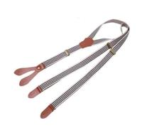 YUECIBAI Hosenträger Suspender Vintage Braun Gestreifte Bronze 4 Knöpfe Hosenträger Leder Link Premium Schnalle Flexible Männer Und Frauen Hosenträger