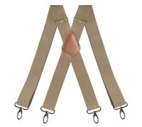 YUECIBAI Hosenträger Suspender Vintage-Hosenträger Für Herren Schwere X-Form 4 Karabinerhaken Verstellbare Elastische Hosenträger Beige