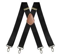 YUECIBAI Hosenträger Suspender Vintage-Hosenträger Für Herren Schwere X-Form 4 Karabinerhaken Verstellbare Elastische Hosenträger Schwarz