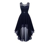 YUECIBAI Hübsche Kleid Kleider Dress Kleid Frauen Spitze Schwalben Schwanz Tank Kleid Hochzeit Großes Saum Kleid Party S Navyblue