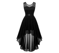 YUECIBAI Hübsche Kleid Kleider Dress Kleid Frauen Spitze Schwalben Schwanz Tank Kleid Hochzeit Großes Saum Kleid Party 3XL Schwarz