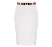 YUECIBAI Hübscher Rock Bleistiftrock Damen-Schlitz-Rock Mit Gürtel Hohe Taille Hüft Umwickelter Bodycon-Bleistift Rock Büro-Damen-Workwear-Outfits Knie-Länge Röcke M Weiß