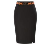 YUECIBAI Hübscher Rock Bleistiftrock Damen-Schlitz-Rock Mit Gürtel Mit Hoher Taille Mit Hüft Umhüllt Bleistift Rock Büro-Damen-Workwear-Outfits Knielange Röcke L-Schwarz