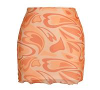 YUECIBAI Hübscher Rock Bleistiftrock Rock Tie Dye Print Mesh Doppels Chicht Mini Röcke Frauen Streetwear Goth Vintage Rock S Orange